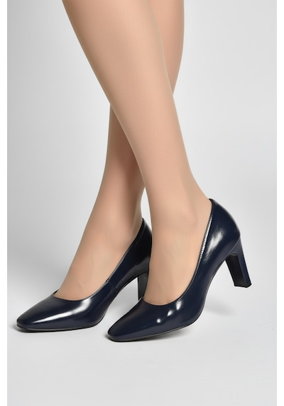 Fox Shoes V820522760 Lacivert Rustik Kalın Topuklu Kadın Ayakkabı Lacivert