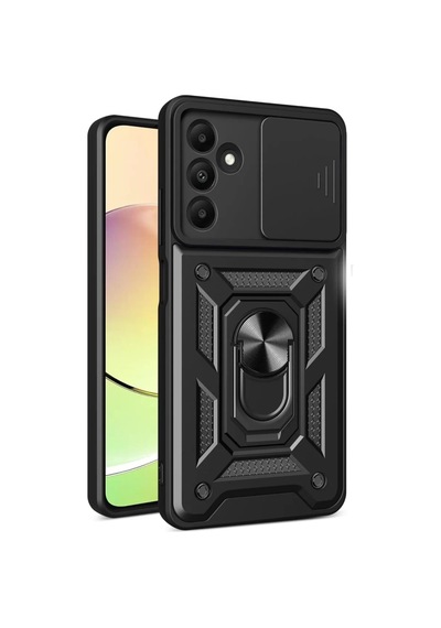 Newface Samsung Galaxy M15 Kılıf Pars Lens Yüzüklü Silikon - Siyah
