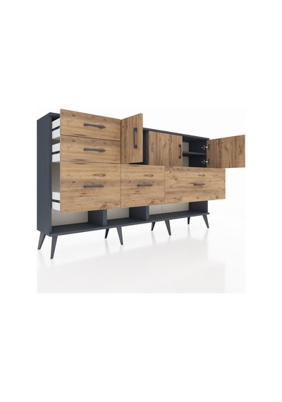 Arges Konsol 3 Raflı 5 Çekmeceli 3 Kapaklı 176x30x99 Antrasit-çam Atlas Çam - Antrasıt Arges Konsol 3 Raflı 5 Çekmeceli 3 Kapaklı 176x30x99 Antrasit-çam Atlas Çam - Antrasıt