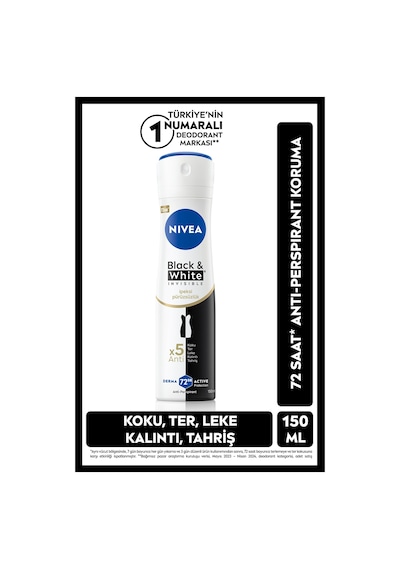 Black White Invisible İpeksi Pürüzsüzlük Kadın Deodorant Sprey 150 Ml