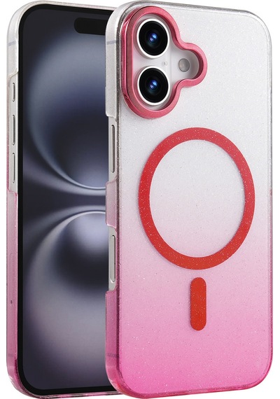 Apple iPhone Uyumlu   16 Plus Glossy Magsafe Kapak - Pembe