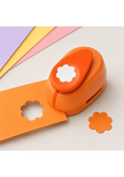 Ofisinn Şekilli Büyük Boy Delgeç/şekilgeç 3.8 Cm Çiçek Turuncu