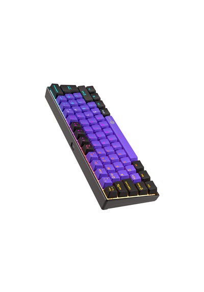Lecoo Gk601 Pro Üç Modlu 62 Tuşlu Blue Switch Hot Swap Mekanik Oyuncu Klavyesi Mor Siyah