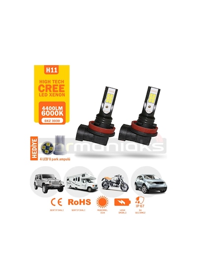 Cree Led Xenon Far Ampulü H1 H3 H4 H7 H11 9005 9006 4400Lm 311291930