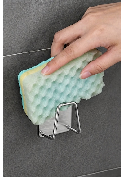 Paslanmaz Çelik Yapışkanlı Drenaj Evye Lavabo Sünger Tutucu Banyo Mutfak Organizer 4,5 cm