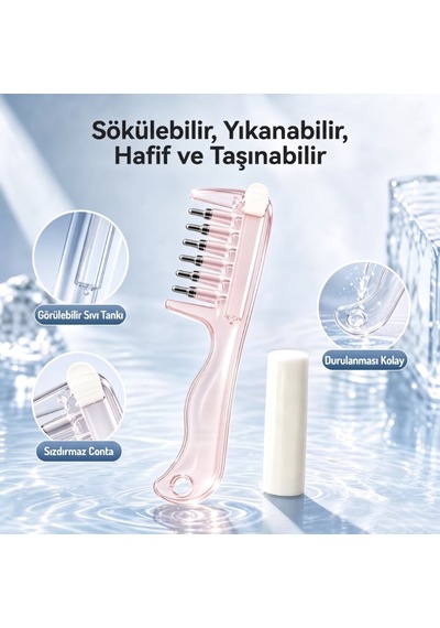 Zvnm Saç Bakım Yağı Uygulama Tarağı - Serum Tarağı - Yeniden Doldurulabilir Hazne Zcv12 Beyaz