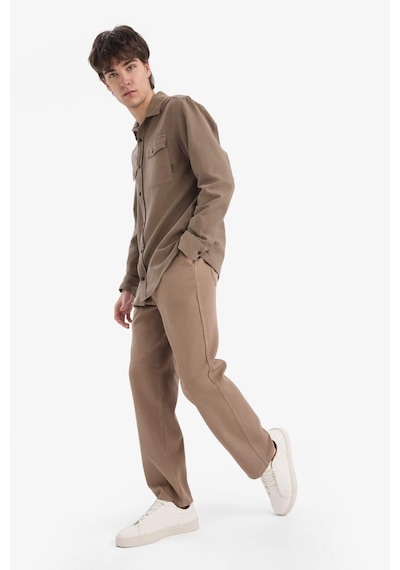 DeFacto %100 Pamuk Bol Rahat Kesim Wide Leg Geniş Paça Yazlık Keten Görünümlü Pantolon D7285AX25SPBN229