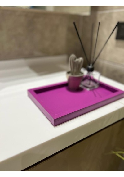 Hazeran Moru Mini Dikdörtgen Rengi Model Dekorasyon Düzenleyici Ahşap Tepsi 29x19 Cm