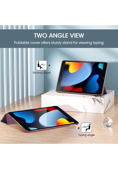 Apple Uyumlu iPad  5. 6. Nesil 2017 2018 9.7" Inc Kılıf Smart Cover Katlanabilir Standlı Akıllı Kapak Mor