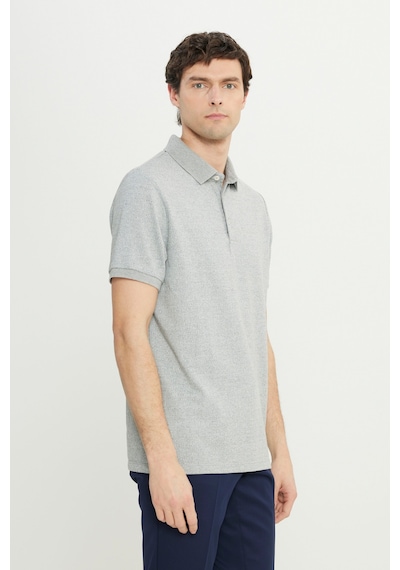 AC&Co / Altınyıldız Classics Erkek Beyaz Pamuklu Comfort Fit Rahat Kesim Polo Yaka Jakarlı Tişört Beyaz