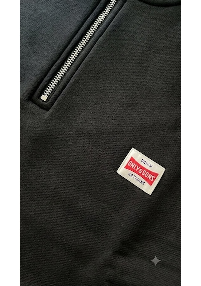 Only & Sons Erkek Onsdawson Reg Ls Half Sweatshirt Siyah- 22039036