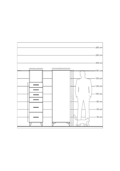 Kronos Dolap Tek Raflı 6 Çekmeceli 44x59x182 Çam-antrasit Atlas Çam