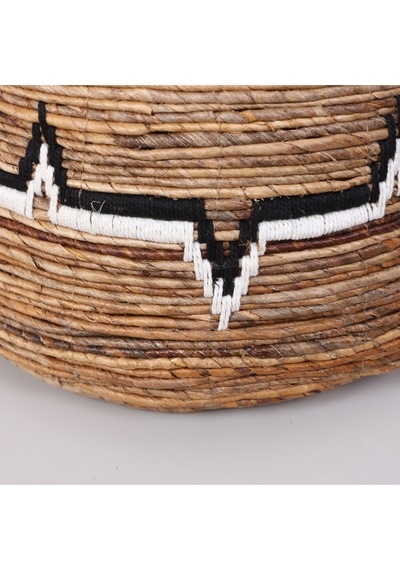 Aztek Doğal Abaka El Yapımı Yuvarlak Kulplu Sepet 45x48x66 Cm Bej