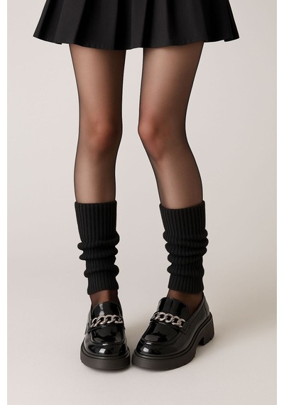 Ozzy Socks Tozluk Triko Örgü Leg Warmer Ayak Isıtıcı Siyah Siyah