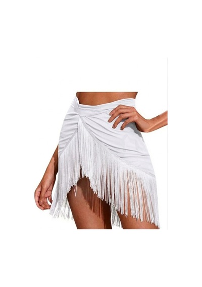 Quella Atelier Püsküllü Pareo Sarong Beyaz Beyaz