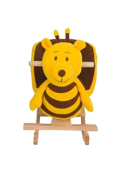 Vavbaby Sallanan At Ahşap Peluş Yumuşak - Arı Sarı
