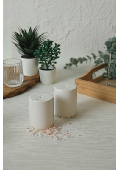 Keramika Mat Beyaz Stackable Tuzluk / Biberlik 6 Cm Beyaz