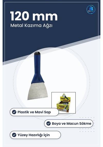 Metal Kazıma Spatulası 120 Mm Plastik Saplı Boya Sökme Macun Düze