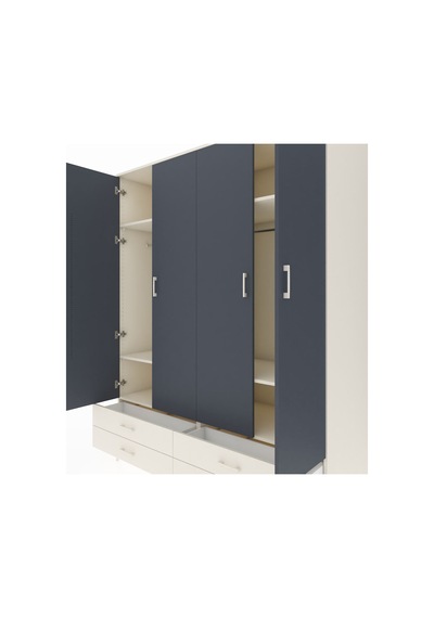 Kronos Gardrop 6 Raflı 4 Çekmeceli 2 Askılı 176x59x221 Aytaşı-antrasit/aytaşı Beyaz Kronos Gardrop 6 Raflı 4 Çekmeceli 2 Askılı 176x59x221 Aytaşı-antrasit/aytaşı Beyaz