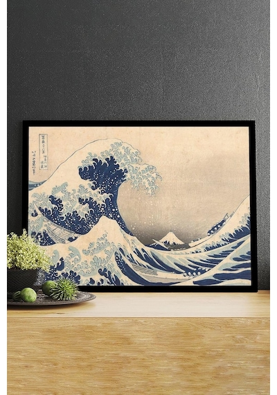 Dalga - Wave - Katsushika Hokusai Sanatsal Çerçeveli Tablo 40 X 50 -