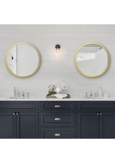 50,8 Cm Çerçeveli Yuvarlak Altın Ayna - Banyo, Yatak Odası, Antre, Oturma Odası İçin Büyük Daire Aynası - Duvar Dekoru İçin Büyük Dairesel Modern Ayna