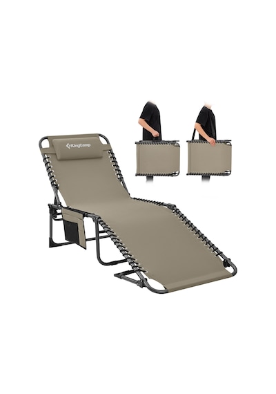 Kingcamp Berlin Classic Comfort Lounge 5 Kademeli Katlanır Şezlong Beige Bej