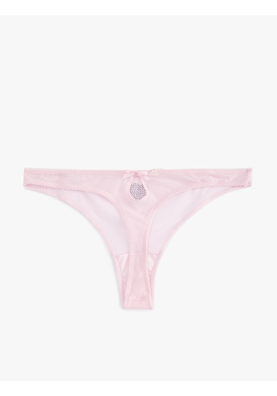 Koton Kalpli Taş Detaylı Transparan Tül String Külot Pembe 5slk30109mk Gül