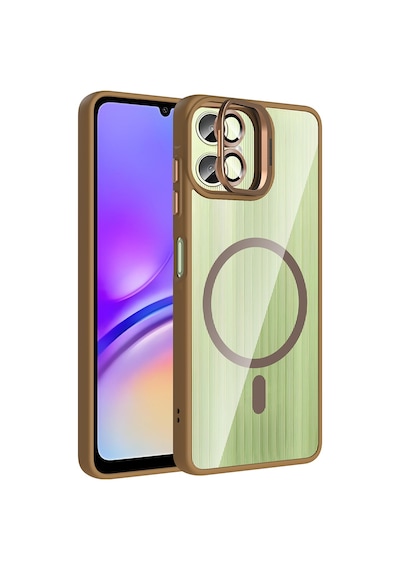 Zore Galaxy Uyumlu A06 Kılıf Standlı Ve Kamera Lens Hediyeli M-safe Şarj Özellikli Ogaa Etro Kapak - Desert Tita Desert Titanyum