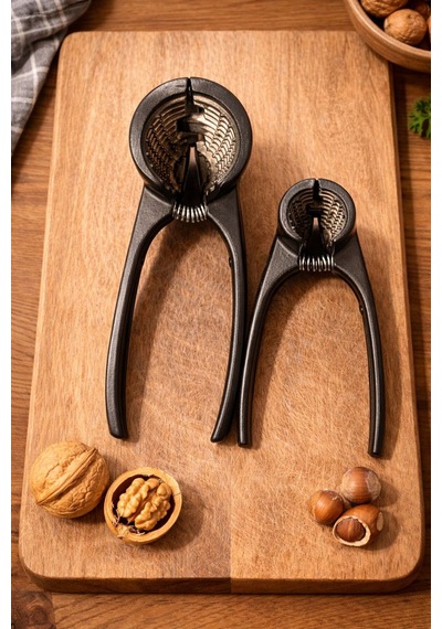 2'li Set Sağlam Döküm Ceviz Ve Fındık Kıracağı Ergonomik Ve Şık Tasarım Döküm Siyah