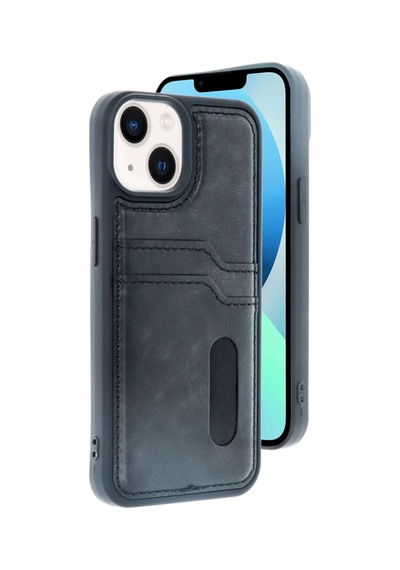 Newface Apple İphone 14 Kılıf Sara Kartvizitli Deri Kılıf - Siyah