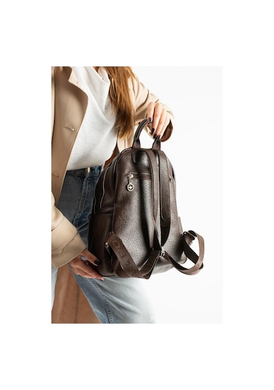 Baginn Vegan Deri Kadın Sırt Çantası 35 25 Cm Yağmur İtici Kumaş Mega Bag Günlük Kullanıma Uygun Kahverengi