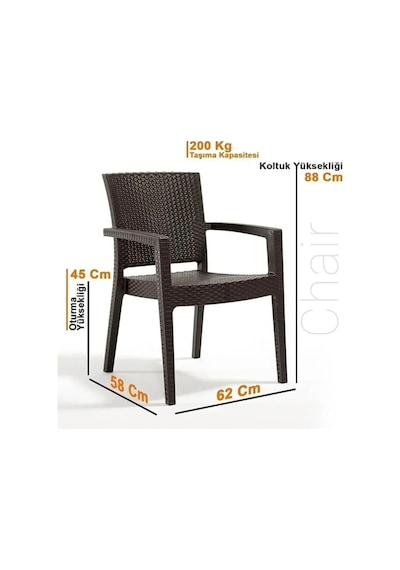 Sermer Pazarlama 6 Lı Set Troya Rattan Koltuk Kahverengi