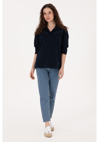 U.S. Polo Assn. Kadın Lacivert Polo Yaka Sweatshirt 50309082-VR033