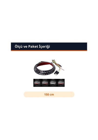 Trobus Bagaj Altı Kayan Led Sinyal Stop Park Off Road 4x4 150 Cm Kırmızı Beyaz