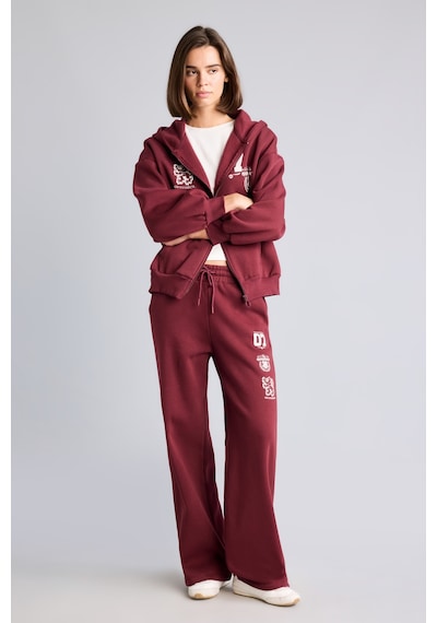 Defacto Harry Potter Wide Leg Beli Bağcıklı Baskılı Kalın Kumaş Eşofman Altı I3173ax26aubr98 Bordo-br98