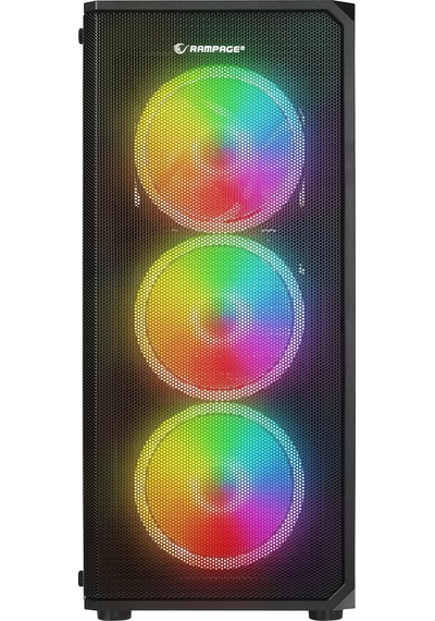 Rampage HELIOS Mesh 550 W 80+ Siyah Temperli Cam 4 x 12 CM Rainbow ATX Mid-T Oyuncu Kasası