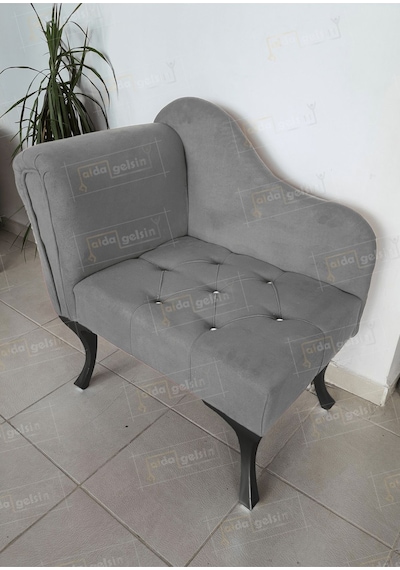 Yeni Model Tekli Köşe Koltuğu Josefin Bench Siyah Ayak Gri