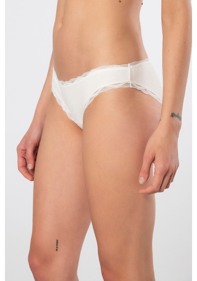 Türen Kadın Likralı Ribana Dantelli Bikini Külot 2'li Paket 928/ekru Ekru
