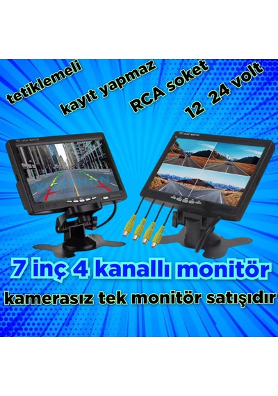 Kayıtsız 4 Kanallı 7 İnç Monitör 12 24 Volt Kamerasız