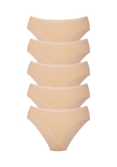Alya Underwear  Kadın Pamuklu Hipster - Slip Külot 5 Farklı Renk 1 Pakette Ten
