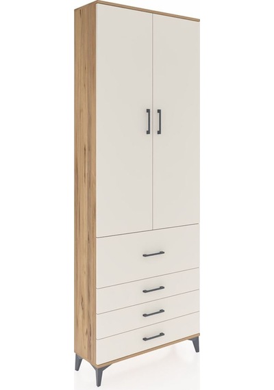 Arges Dolap 3 Raflı 4 Çekmeceli 2 Kapaklı 88x30x243 Çam-aytaşı Atlas Çam