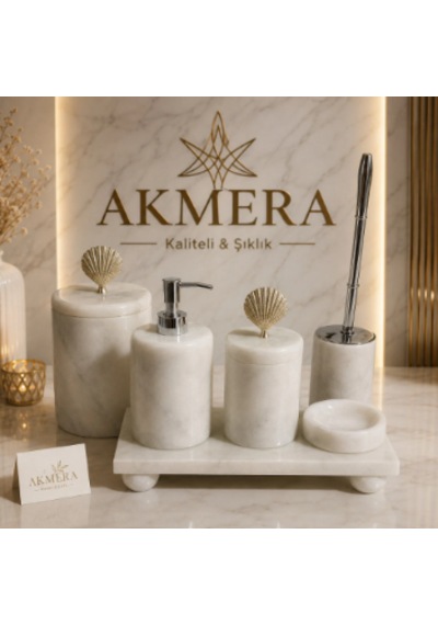 6 Parça Ultra Lüks Banyo Seti Beyaz