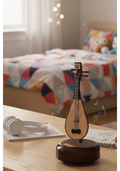 Saz Tasarımlı Müzik Kutusu Dekoratif Müzik Kutusu Nostaljik Hediye Şirin Müzik Kutusu