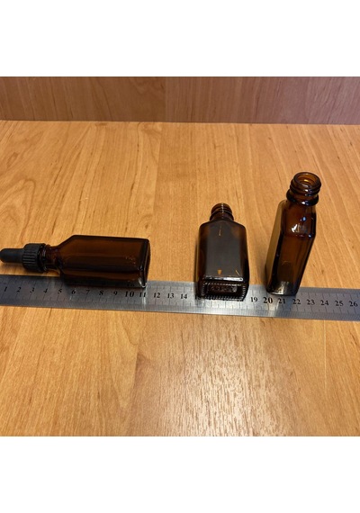 30 Ml Siyah Plastik Kapaklı Yassı Amber Cam Damlalıklı Şişe , 30