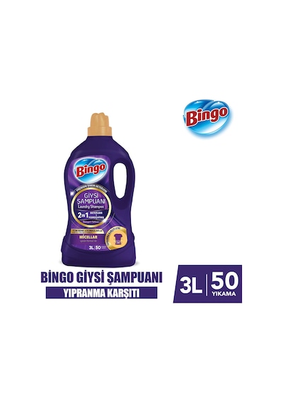 Bingo Giysi Şampuanı 2in1 Yıpranma Karşıtı 3 Lt X 2 Adet 3 L