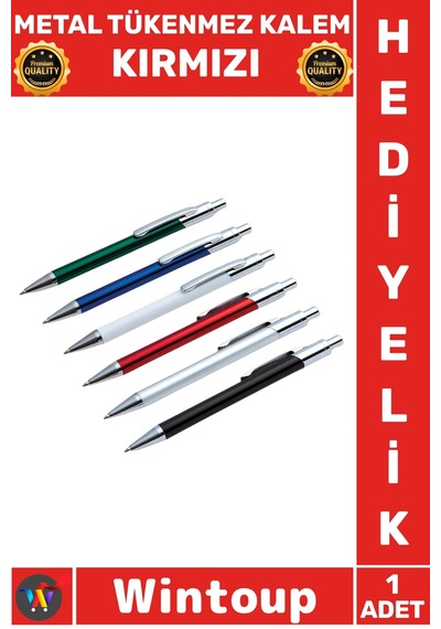 Kalem Lüks Şık Ofis Hediyelik Ergonomik Dayanıklı Paslanmaz Tasarım Metal Tükenmez Kalem Kırmızı Çok Renkli