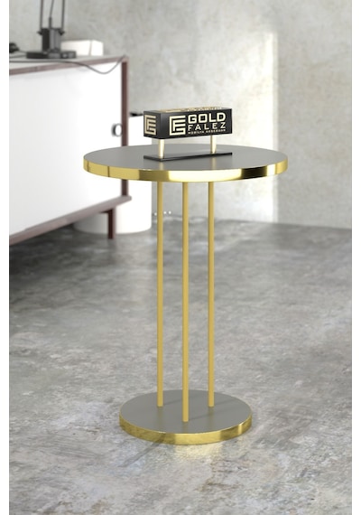 Orta Sehpa Ve Zigon Sehpa Terra Set Gold Antrasit Ceviz
