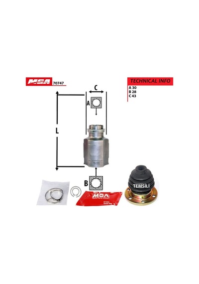 MGA 70747 Aks Kafası Iç Mazda 323 Lantıs 95-98 1.8 Manuel 30×28×43