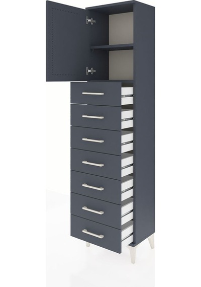 Arges Dolap 2 Raflı 7 Çekmeceli Tek Kapaklı 44x30x182 Antrasit-antrasit Antrasit Arges Dolap 2 Raflı 7 Çekmeceli Tek Kapaklı 44x30x182 Antrasit-antrasit Antrasit