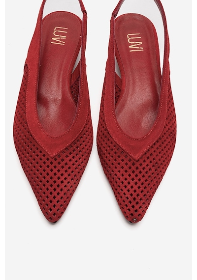 Luvishoes Lıeve Kırmızı Süet Hakiki Deri Kadın Alçak Topuklu Ayakkabı